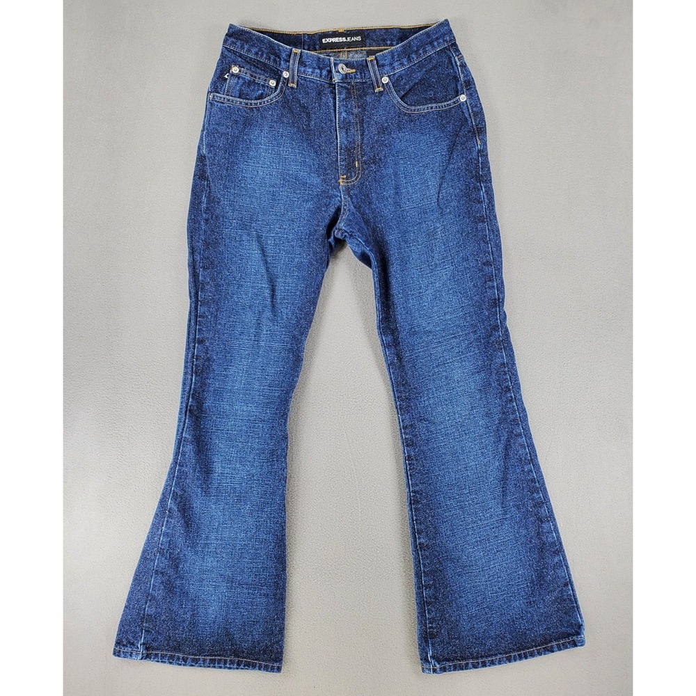 Vintage Express Jeans Size 9/10 S Dark Wash Extreme Flare High Rise 90s Y2K Boho